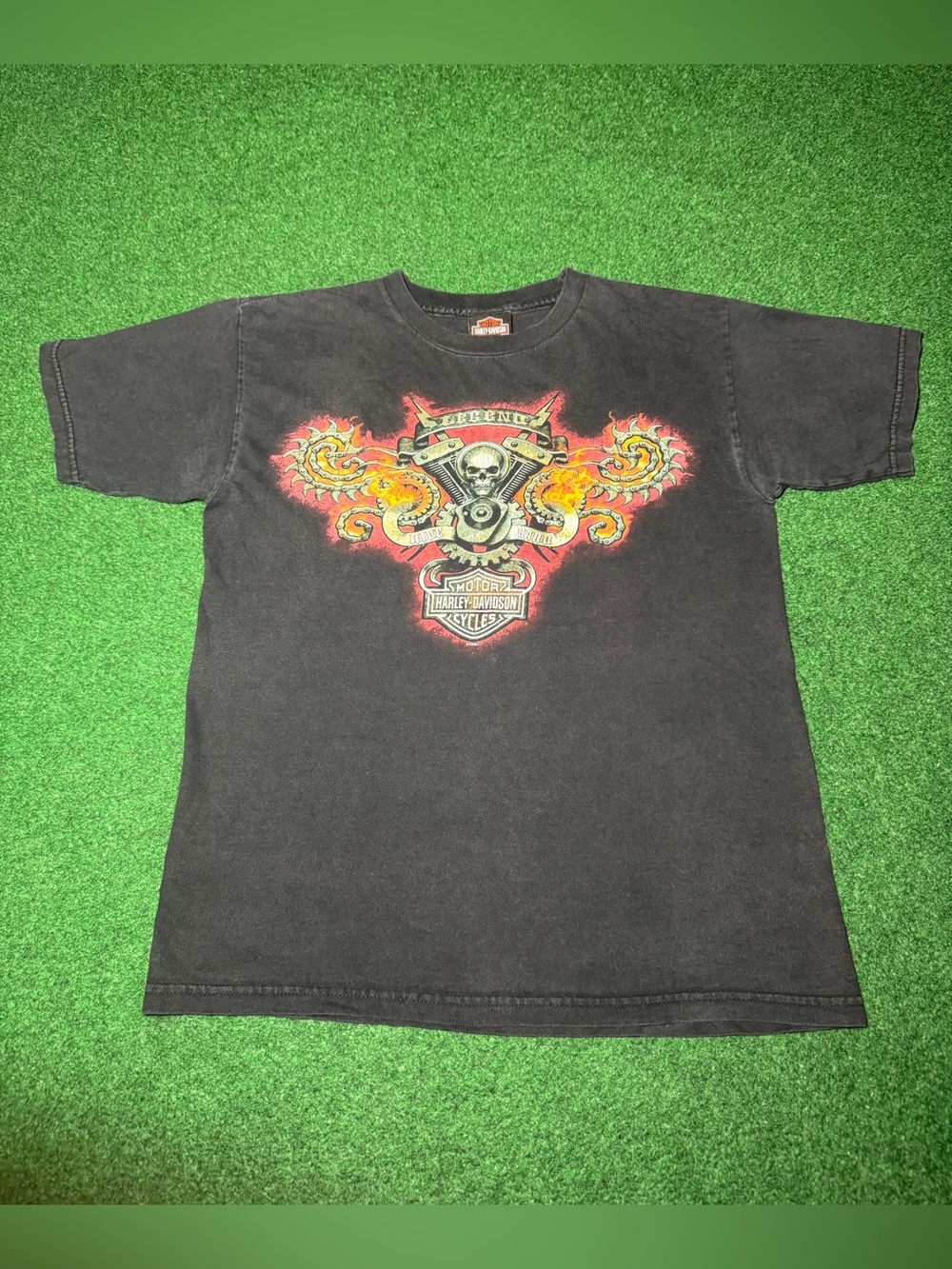 Harley Davidson Slull Flame T Shirt Graphic Biker Sm Black South Dakota Grunge